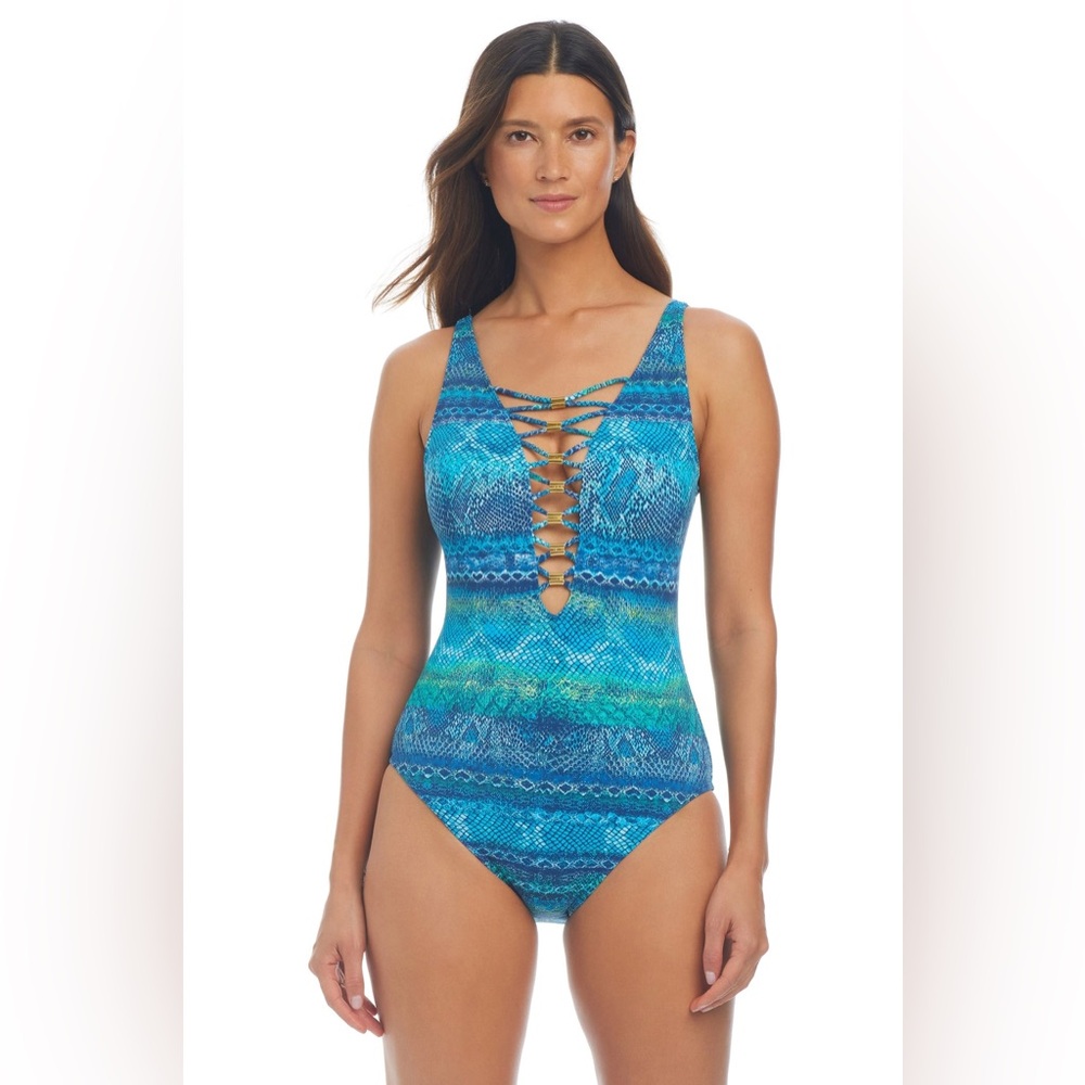 BRING THE HEAT LACE DOWN ONE-PIECE SWIMSUIT